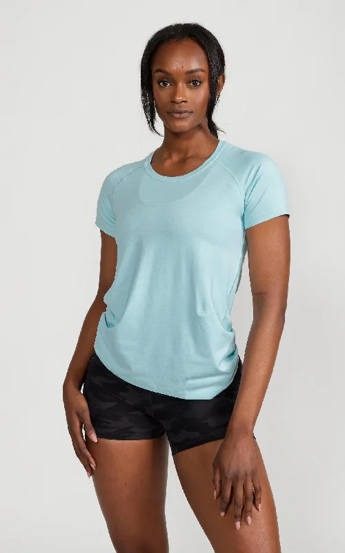 Women's Lux-Tech Shirt in Sea Angel Cashmere Blend Cotton Blend Poly Blend