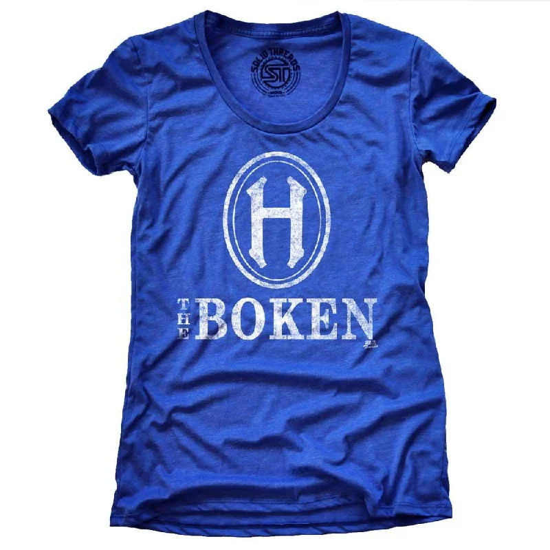 Women's The Boken T-shirt Collared T-Shirt Boat Neck A-Line