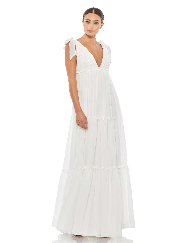 Tiered V-Neck Plunging Maxi Dress Stylish One-Shoulder Maxi Dress