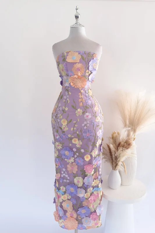 Angelica Floral Maxi Dress - Lilac Stylish Longline Maxi Dress