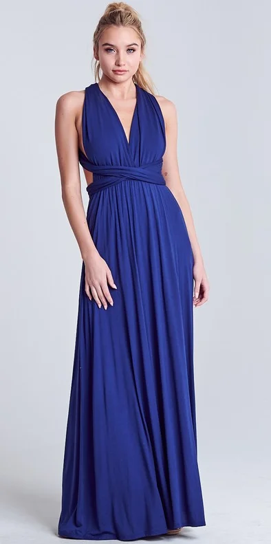 navy multi way maxi dress Trendy V-Neck Maxi Dress