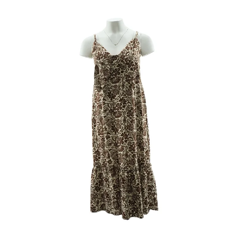 Brown Floral Maxi Dress Comfortable Ruffle Maxi Dress