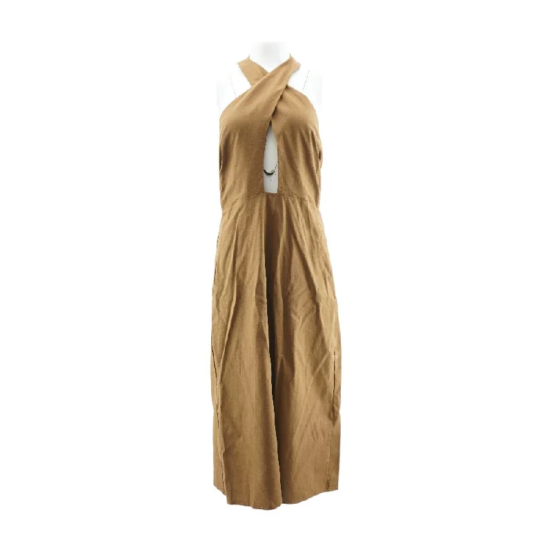 Brown Solid Maxi Dress Comfortable Bohemian Maxi Dress