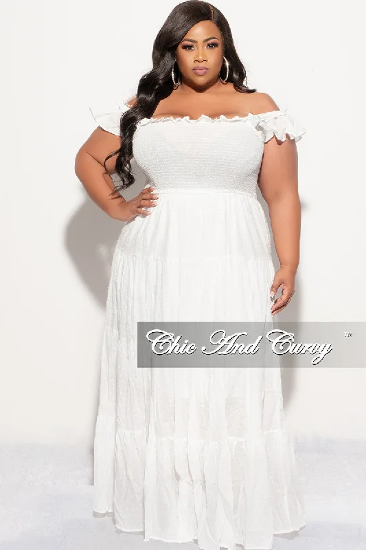 Final Sale Plus Size Sleeveless Frill Tiered Maxi Dress in White Comfortable Ruffle Hem Maxi Dress