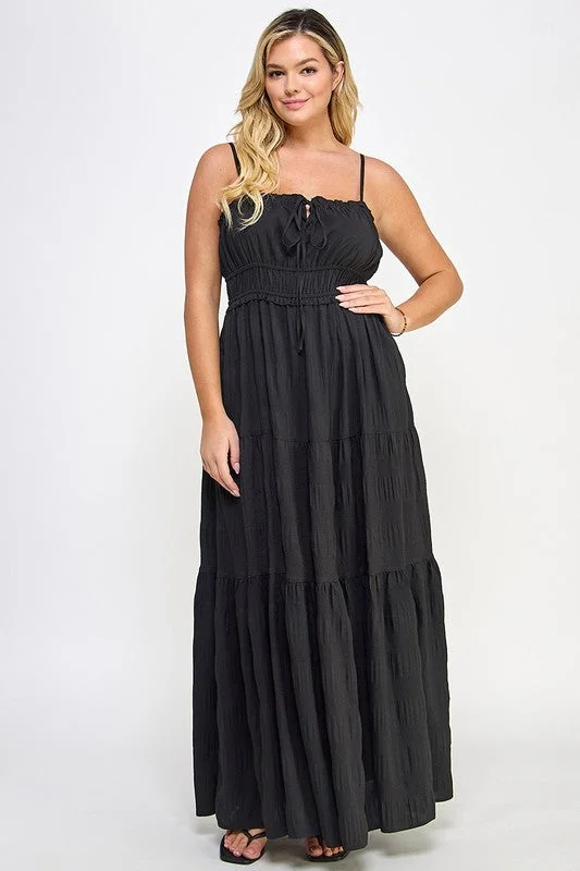 Curvy Tie Bust Maxi Dress Fashionable Chiffon Maxi Dress