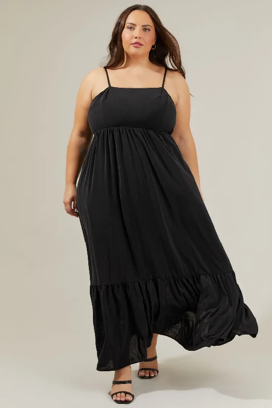 Delany Tie Back Maxi Dress Curve Stylish Maxi Dress with Pleats