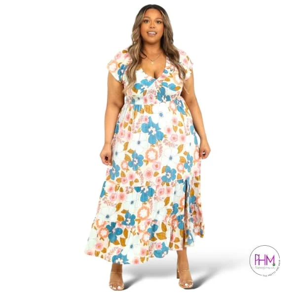 Good Vibes Only Plus Size Maxi Dress 👗 Elegant Maxi Dress with Ruffles