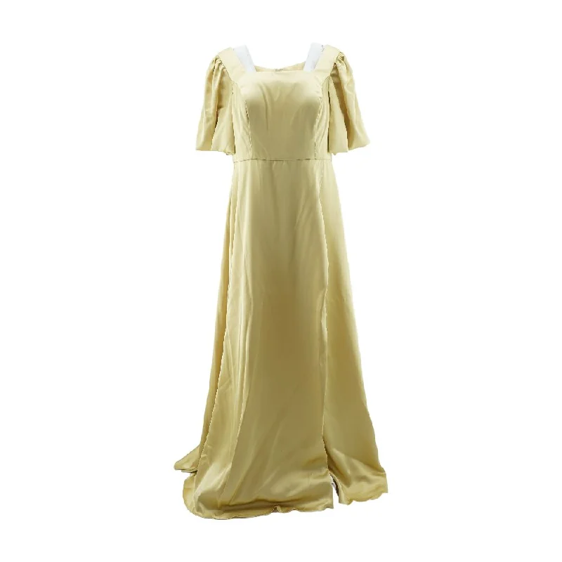 Gold Solid Maxi Dress Comfortable Cotton Maxi Dress