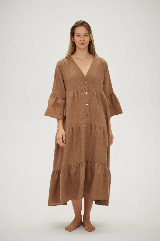 Grand Palm Maxi Dress - Bronze Trendy A-Line Maxi Dress