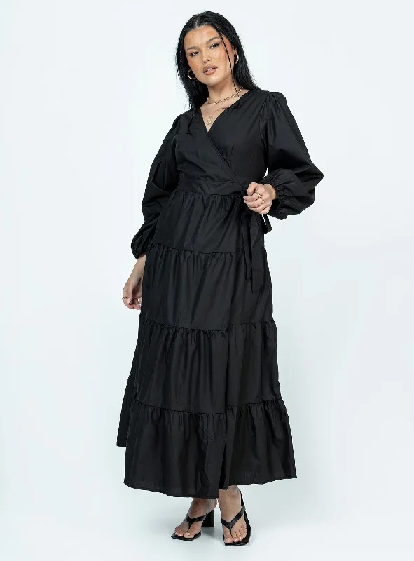 Helima Maxi Dress Black Comfortable Casual Maxi Dress