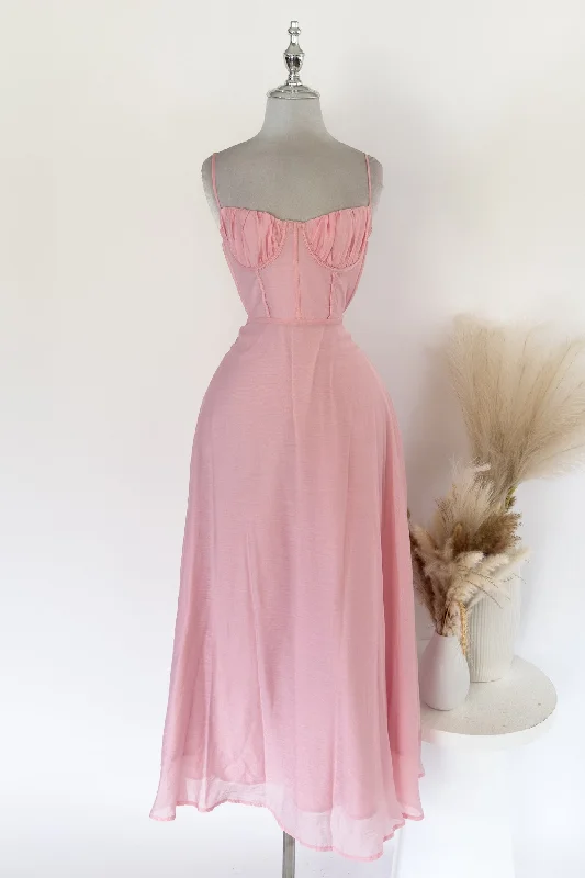 Jessica Maxi Dress - Pink Elegant Tiered Maxi Dress