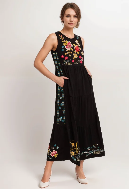 Johnny Was JWLA Celina Tiered Maxi Dress Boho Chic J32124 * Trendy Short Sleeve Maxi Dress