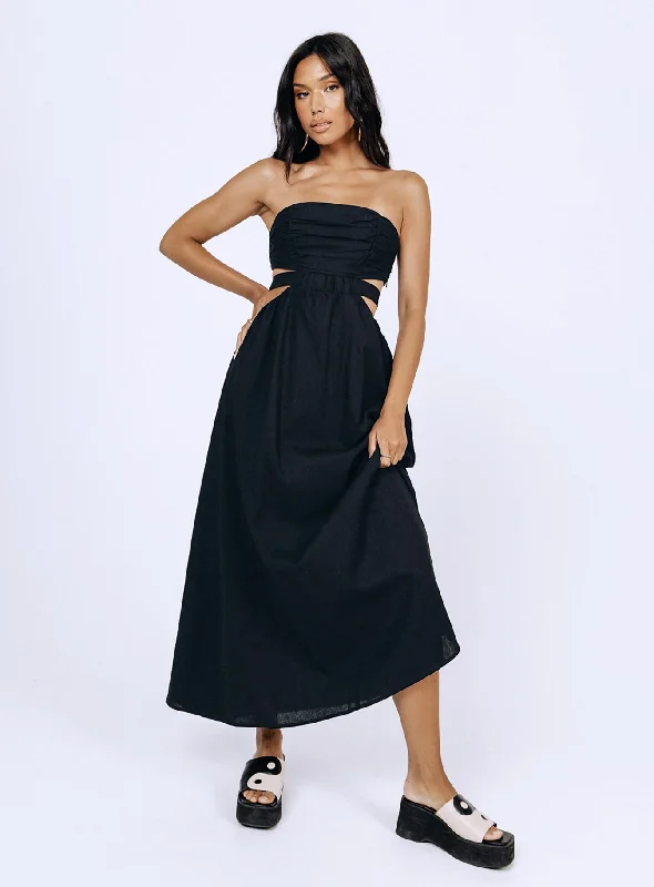 Kat Maxi Dress Black Fashionable High-Low Maxi Dress