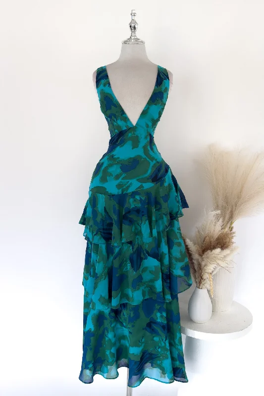 Marina Maxi Dress - Green Elegant Maxi Dress with Lace