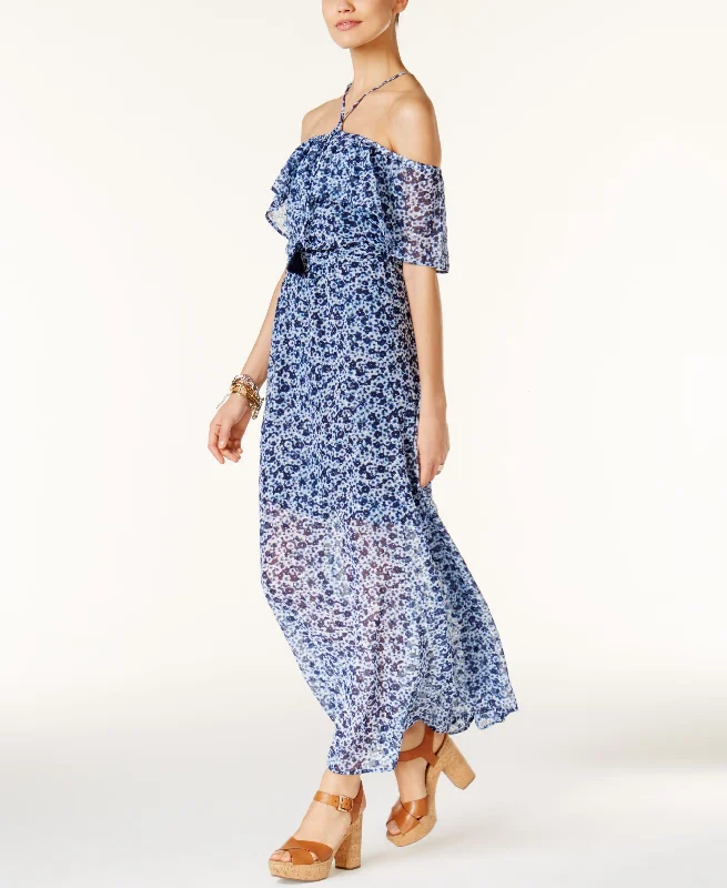 Michael Michael Kors Off The Shoulder Maxi Dress Chic Boho Print Maxi Dress