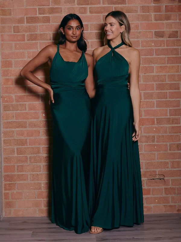 Multi-way Slinky Maxi Dress / Emerald Stylish Boho Chic Maxi Dress