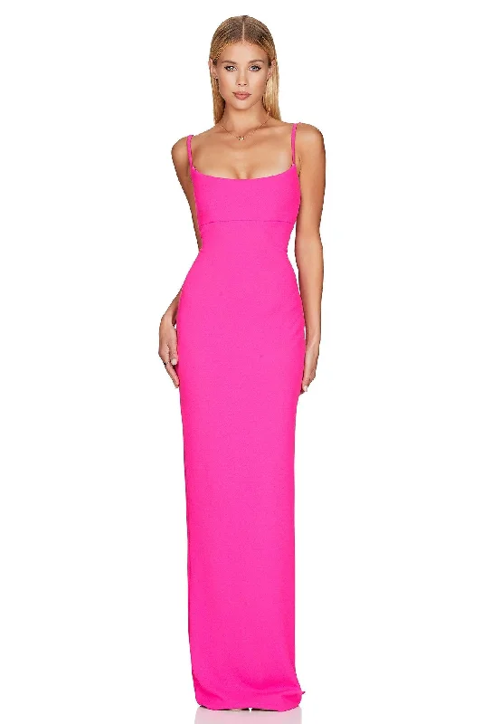 Nookie Bailey Maxi Dress - Neon Pink Comfortable Maxi Dress with Sleeves