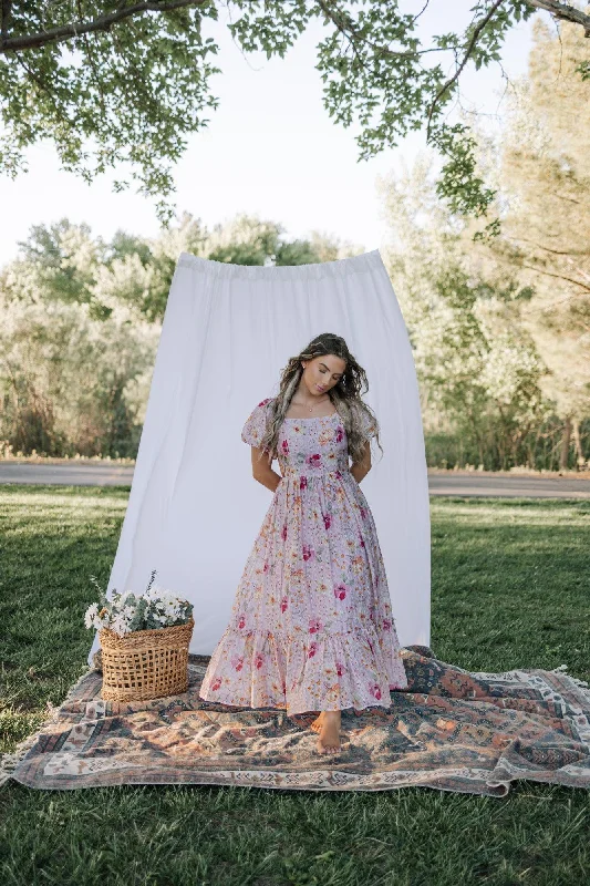 Greta Maxi Dress in Floral Pink Cozy Longline Maxi Dress