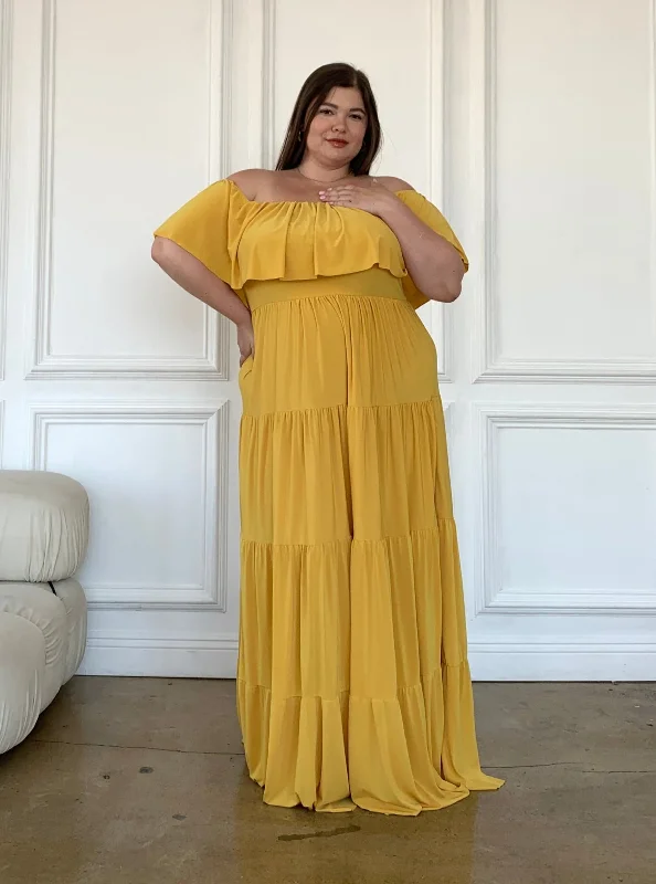 Plus Size Tiered Maxi Dress Elegant Pleated Maxi Dress