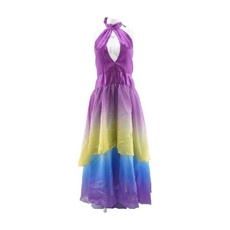 Purple Tie Dye Maxi Dress Cozy Cold-Shoulder Maxi Dress