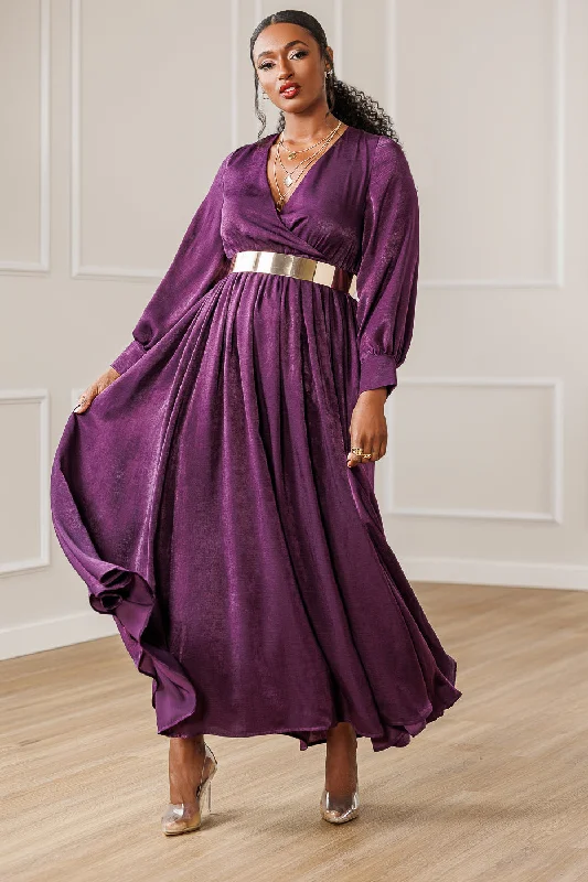 Salma Surplice Maxi Dress - Purple Elegant Sleeveless Maxi Dress