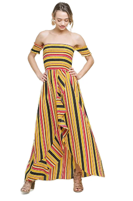 Striped Ruffle Tulip Maxi Dress, Sunray Classic A-Line Maxi Dress