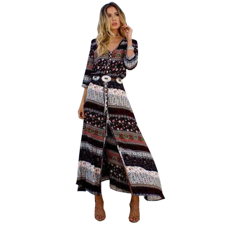 Bohemian Maxi Dresses Elegant Maxi Dress with Drapes