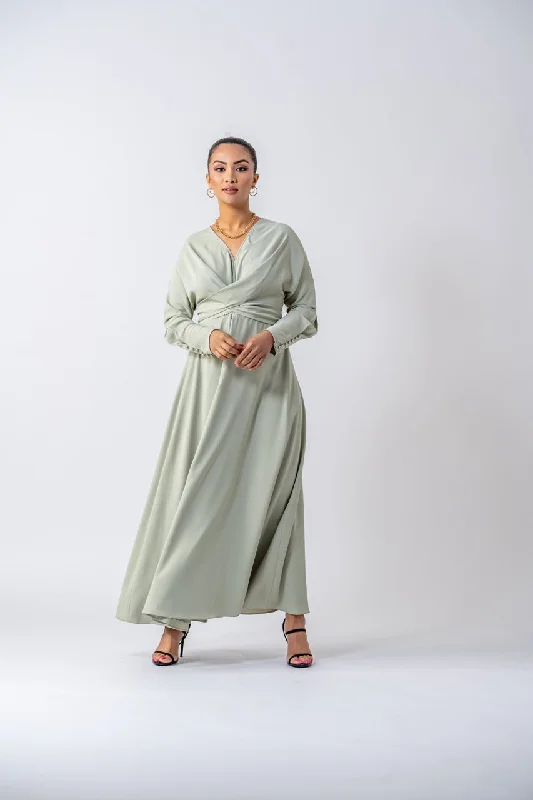 Tuscany Maxi Dress - Sage Green Elegant Maxi Dress with Belt