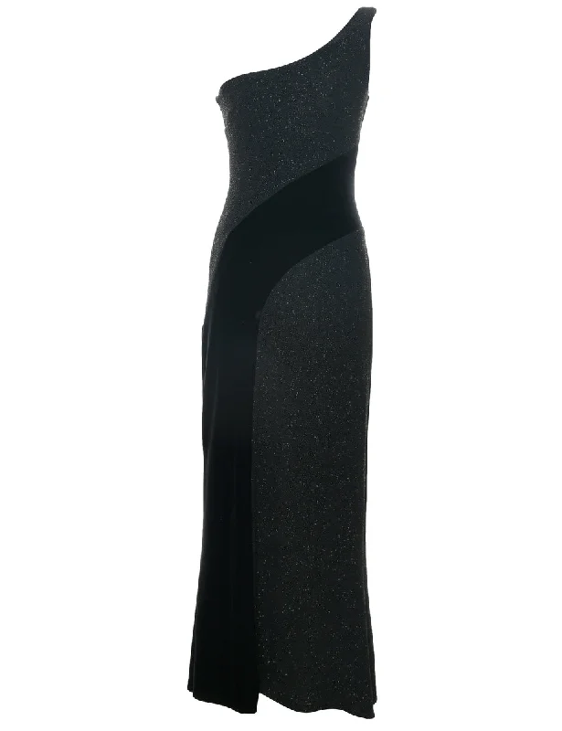 Velvet One Shouldered Maxi Dress - XS Comfortable Flowy Maxi Dress