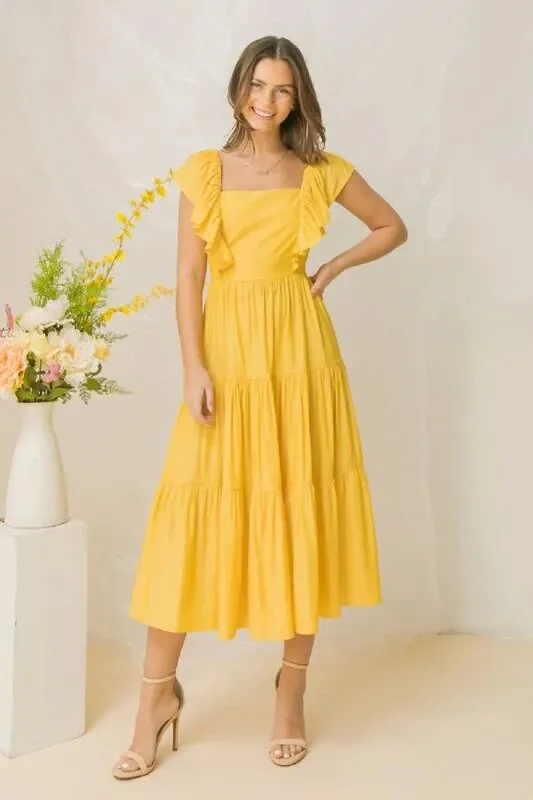 Yellow Maxi Dress - Bella Chic Fashion Boutique Stylish One-Shoulder Maxi Dress