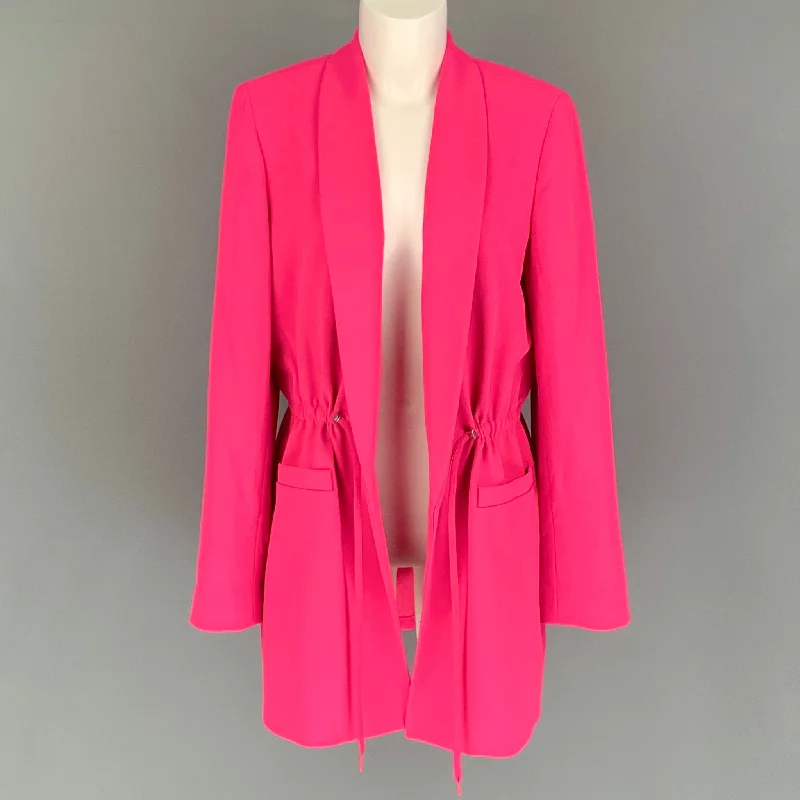 ALICE + OLIVIA Size L Pink Polyester Solid Shawl Collar Jacket Denim Jacket Leather Jacket Suede Jacket