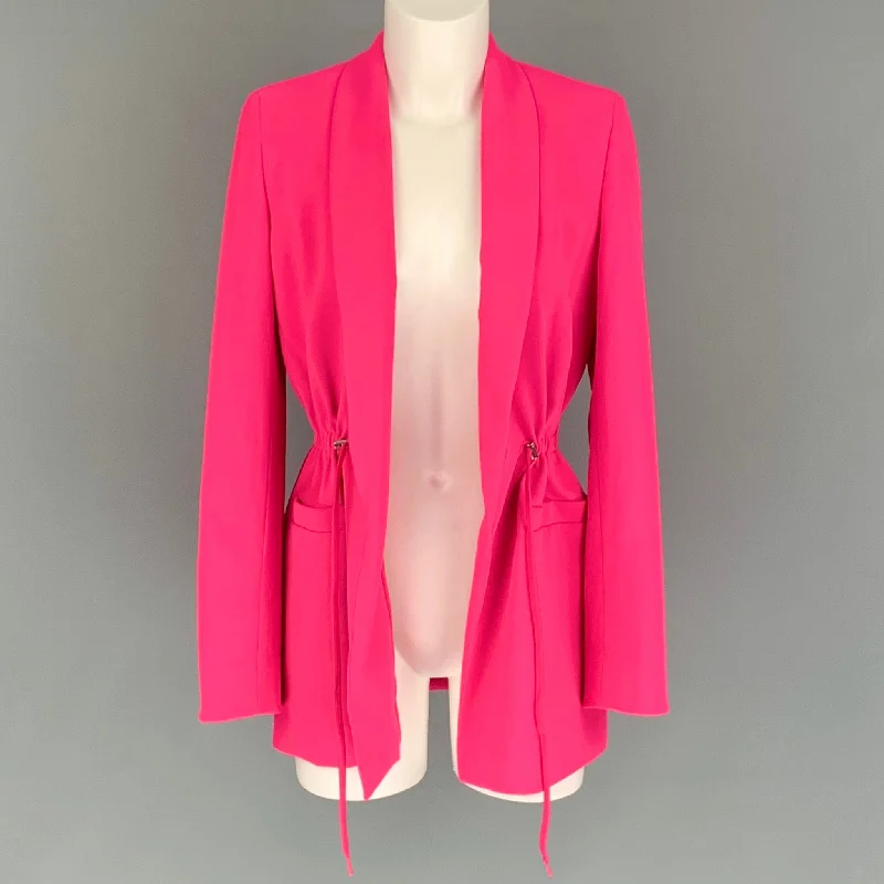 ALICE + OLIVIA Size XS Pink Polyester Solid Shawl Collar Jacket Notch Collar Peter Pan Collar Cowl Neck