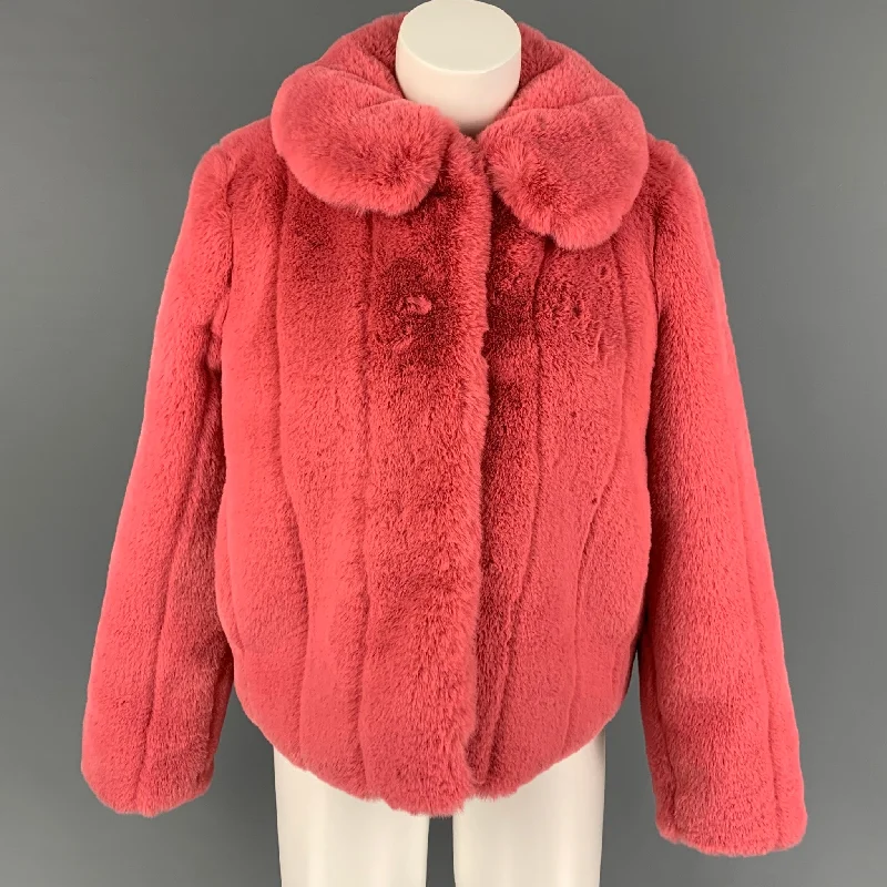 ALICE + OLIVIA Size XS Pink Polyester Textured Faux Fur Jacket Denim Jacket Leather Jacket Suede Jacket