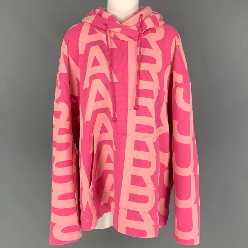 MARC JACOBS Size S Pink Cotton Monogram Hoodie Jacket Zippered Jacket Buttoned Jacket Snapped Jacket