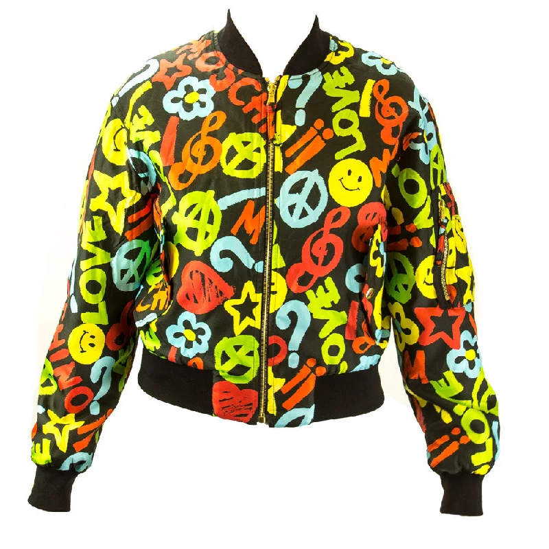 Moschino Couture Bomber Jacket IT 46 Black Multi Belted Jacket Elasticated Jacket Padded Jacket