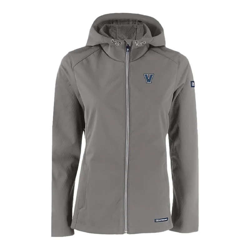 Ladies Villanova Wildcats Cutter & Buck Evoke Softshell Grey Full Zip Hooded Jacket Denim Jacket Leather Jacket Suede Jacket