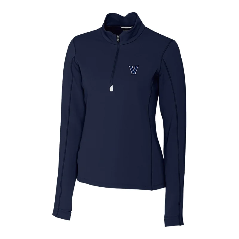 Ladies Villanova Wildcats Cutter & Buck Traverse Strech Navy 1/4 Zip Jacket Print Jacket Jacquard Jacket Patchwork Jacket