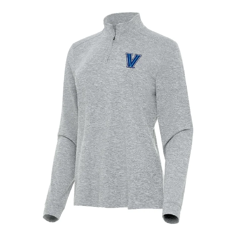 Ladies Villanova Wildcats 1/4 Zip Mock Heather Grey Jacket Zippered Front Buttoned Front Snap Front