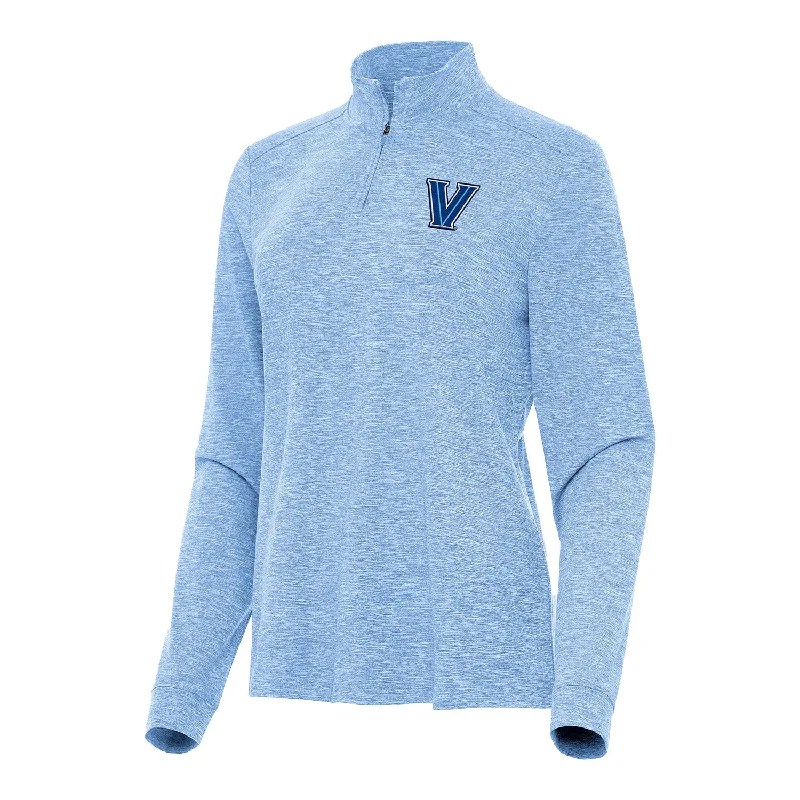 Ladies Villanova Wildcats 1/4 Zip Mock Heather Light Blue Jacket Ribbed Jacket Pleated Jacket Ruffled Jacket