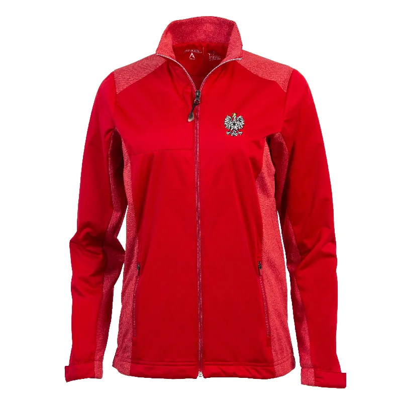 Women's Antigua Polska Revolve Jacket Dark Red with Eagle Emblem Knit Fabric Woven Fabric Fleece Fabric