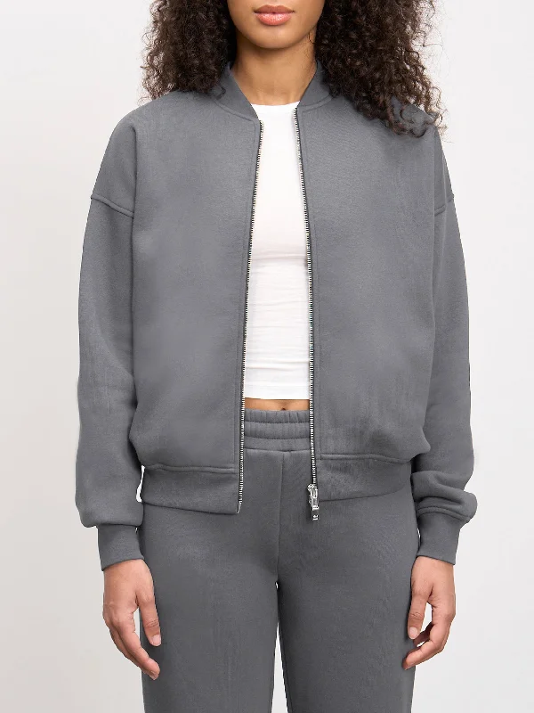 Womens Neoprene Bomber Jacket in Grey Nylon Jacket Polyester Jacket Spandex Jacket