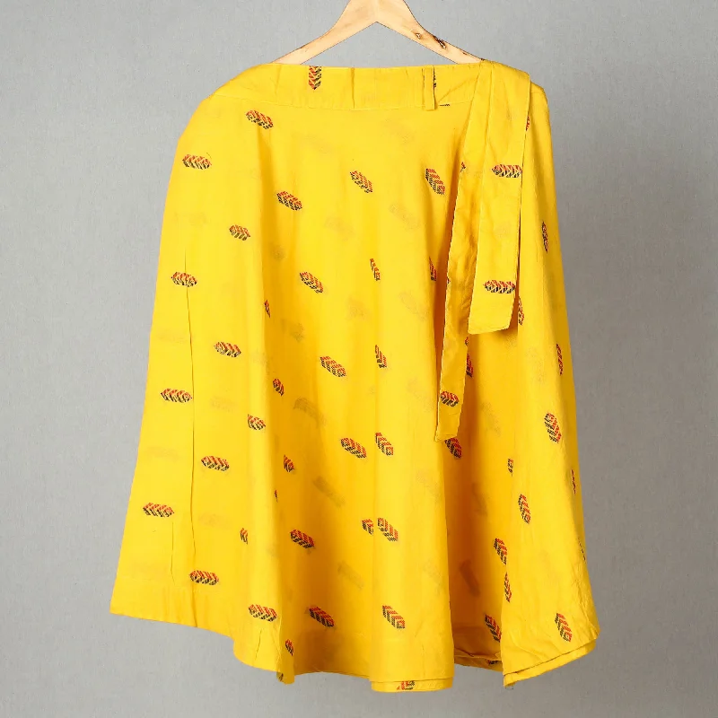 Yellow - Jacquard Cotton Wrap Around Skirt 06 cotton skirt soft