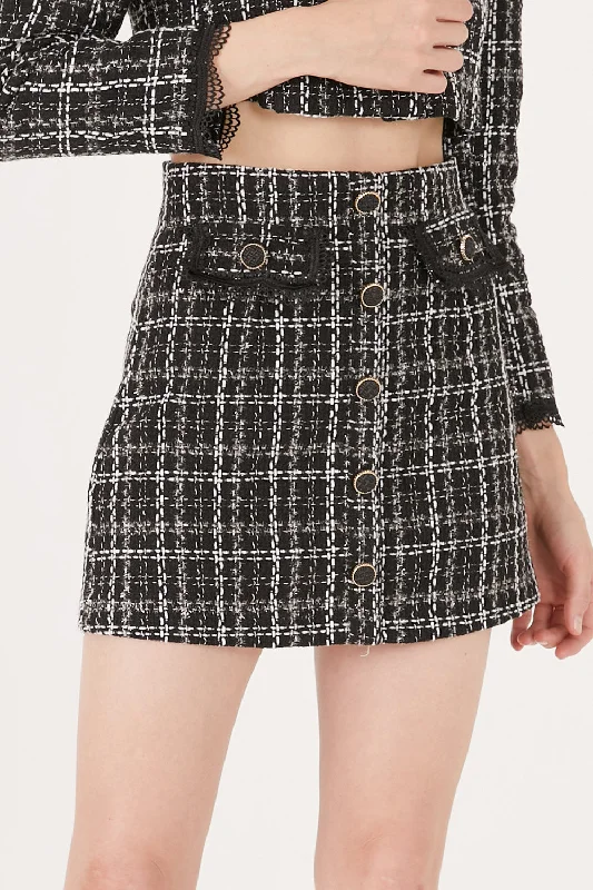 Ayla Tweed Skort w/Lace Inset leather skirt bold