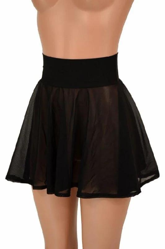 Black Mesh Mini Rave Skirt a-line skirt cut