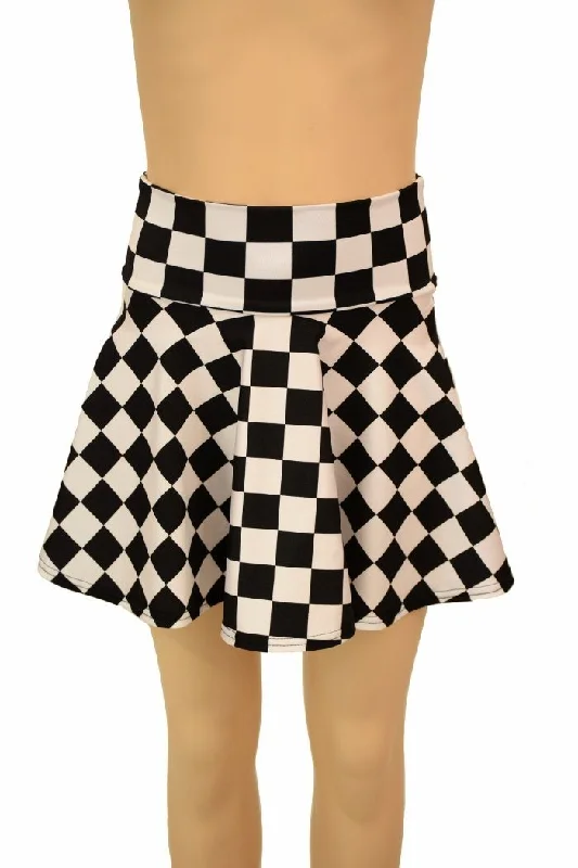 Black & White Check Kids Skirt or Skort wool skirt thick