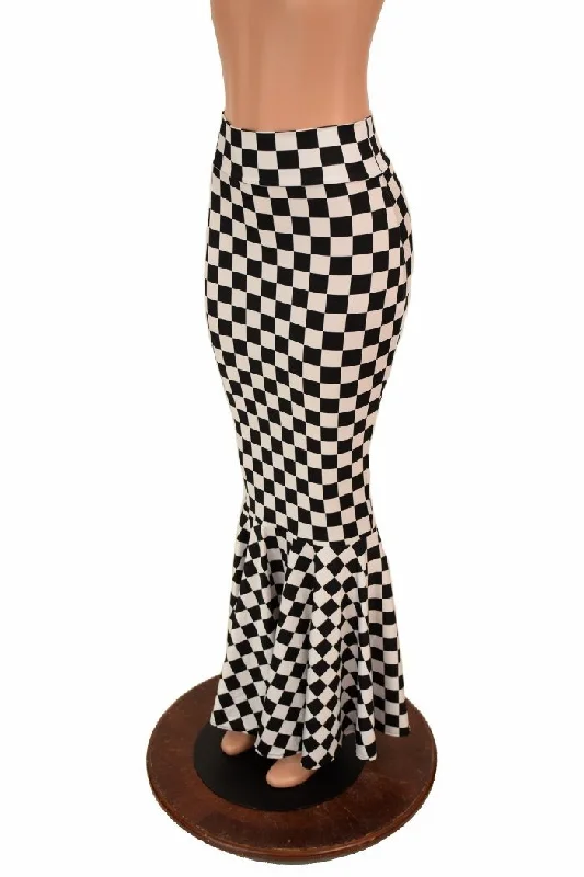 Black & White Check Mermaid Skirt pencil skirt chic