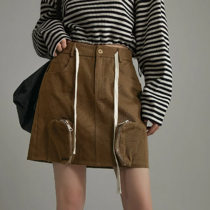 Pocket High-Waisted Mini Skirt pleated skirt texture