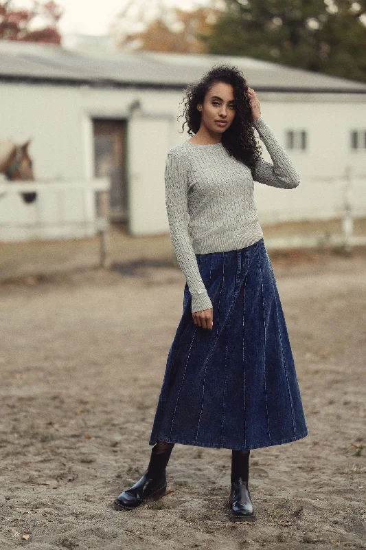 Corduroy Skirt-Washed Denim leather skirt modern