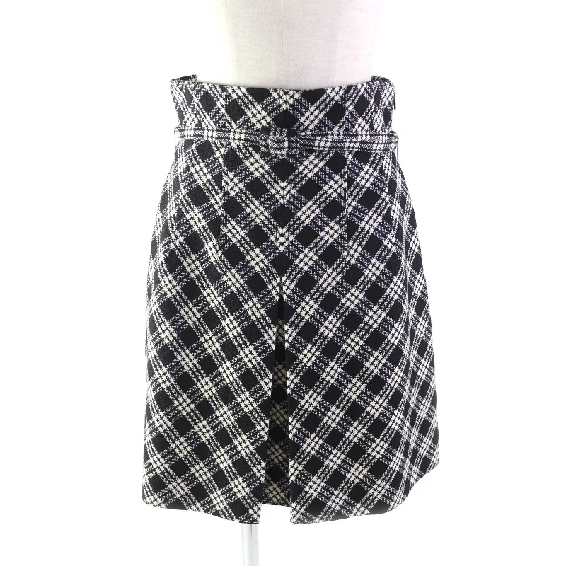 Dior Wool Silk Check Pleated Skirt with Belt leather skirt modern