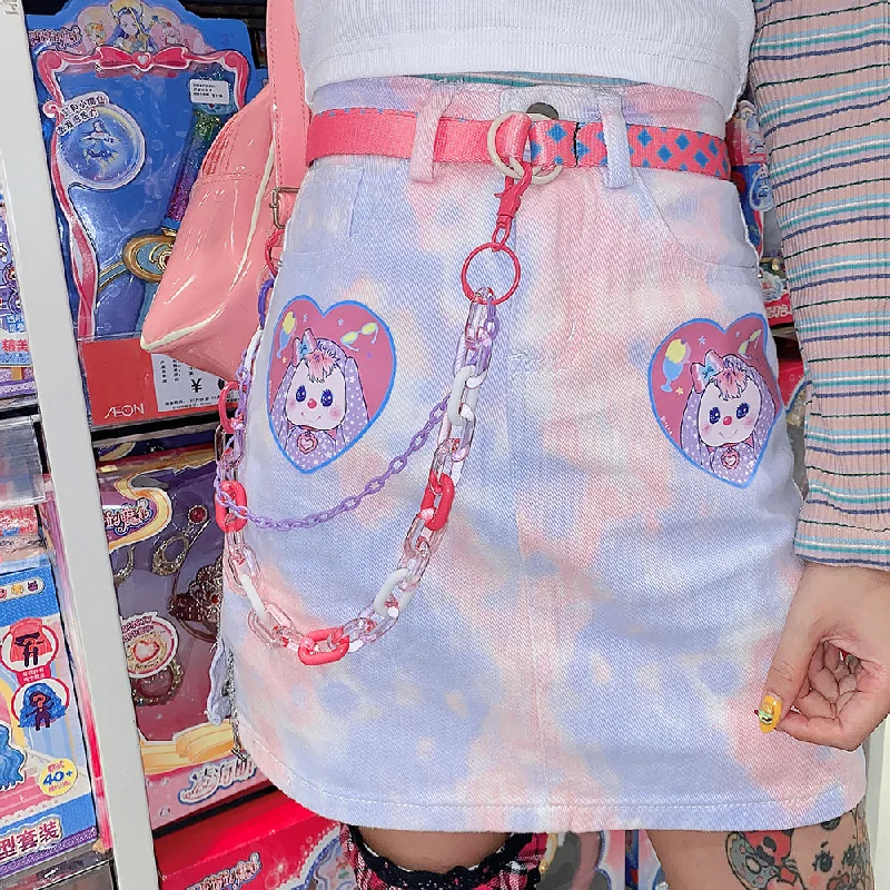 Harajuku cartoon skirt PL51119 chiffon skirt lightweight